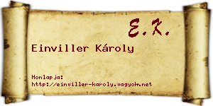 Einviller Károly névjegykártya